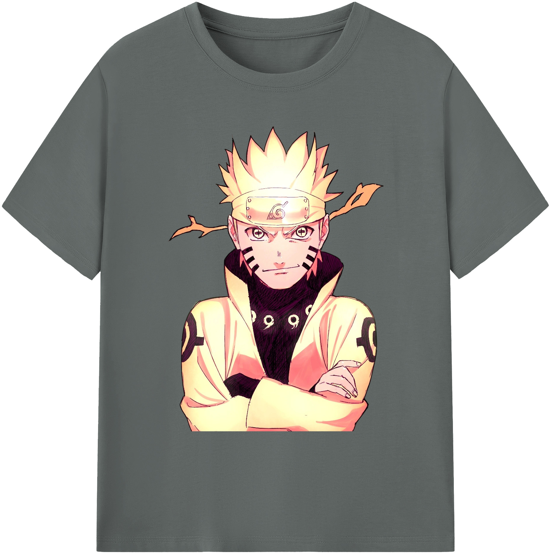 （画像用） NARUTO -ナルト- うずまき ナルト Uzumaki Naruto 綿100％ メンズ半袖Tシャツ｜肌触りやわらか＆通気性